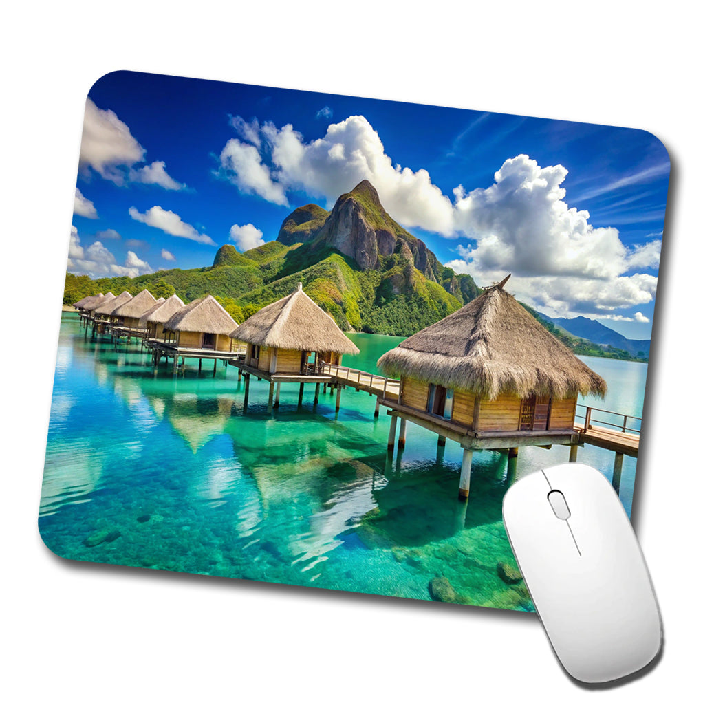 Bora Bora Huts On Water French Polynesia Low Profile Mouse Pad Mat