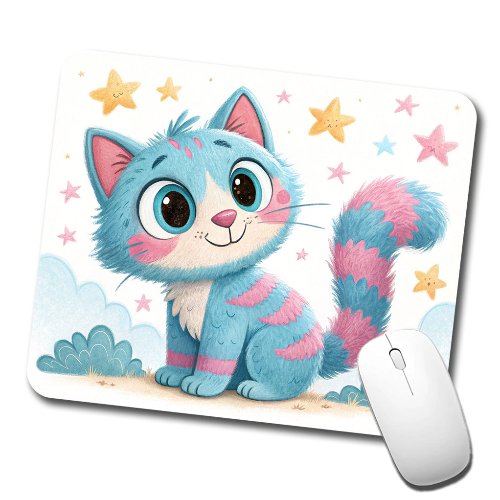 Cat Children's Illustration Style Low Profile Mouse Pad Mat
