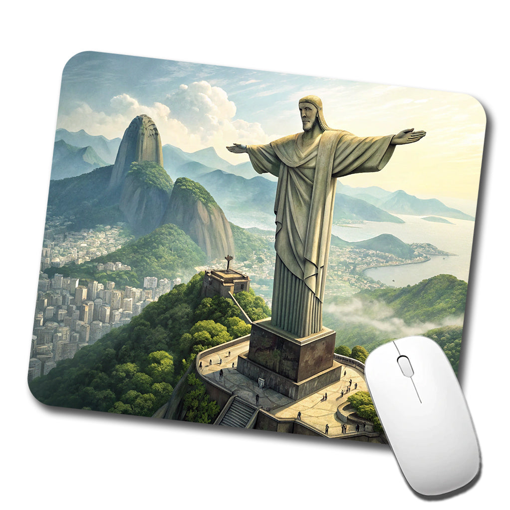 Christ The Redeemer Statue Rio De Janeiro Brazil Low Profile Mouse Pad Mat