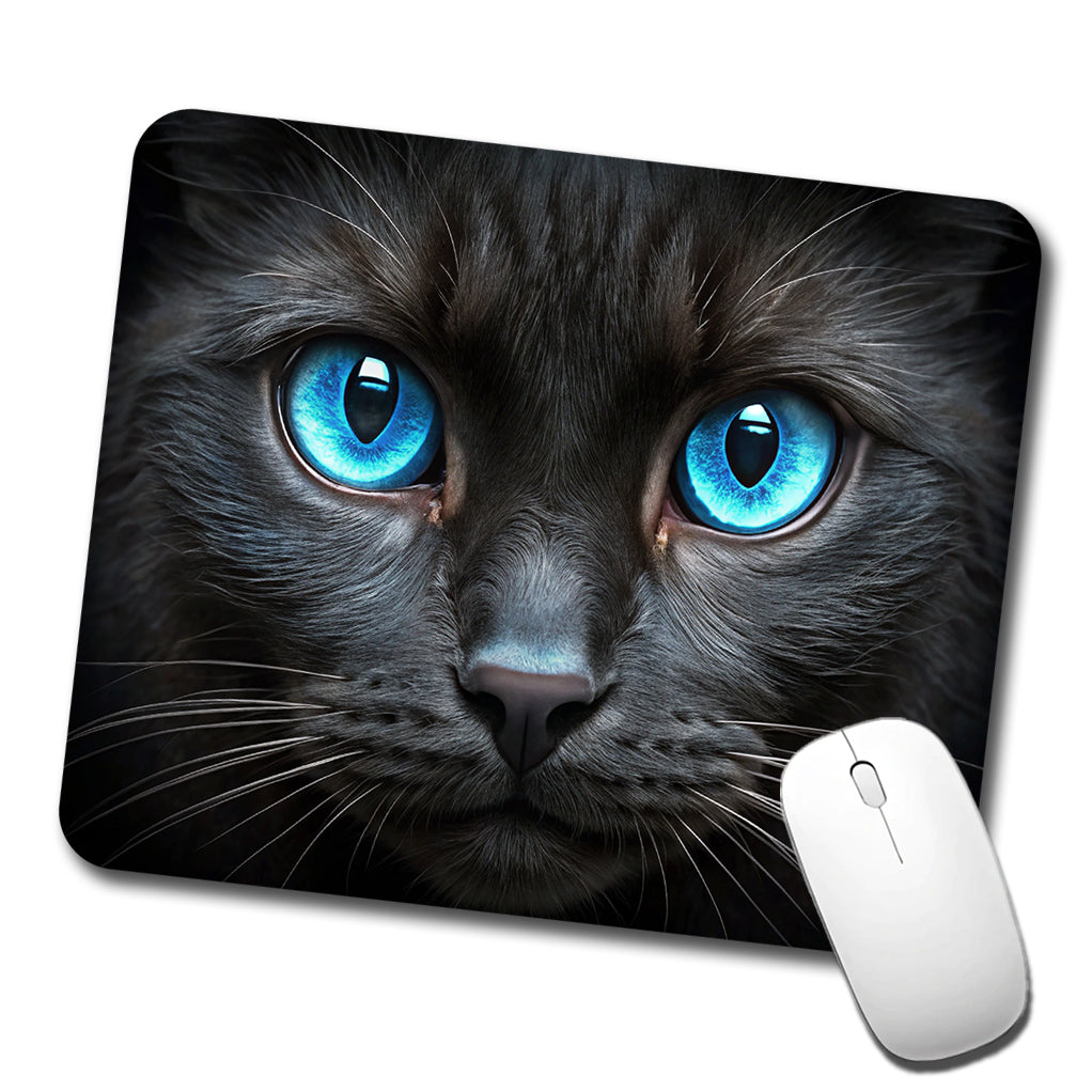 Close-Up Of Blue Cat Eyes Low Profile Mouse Pad Mat