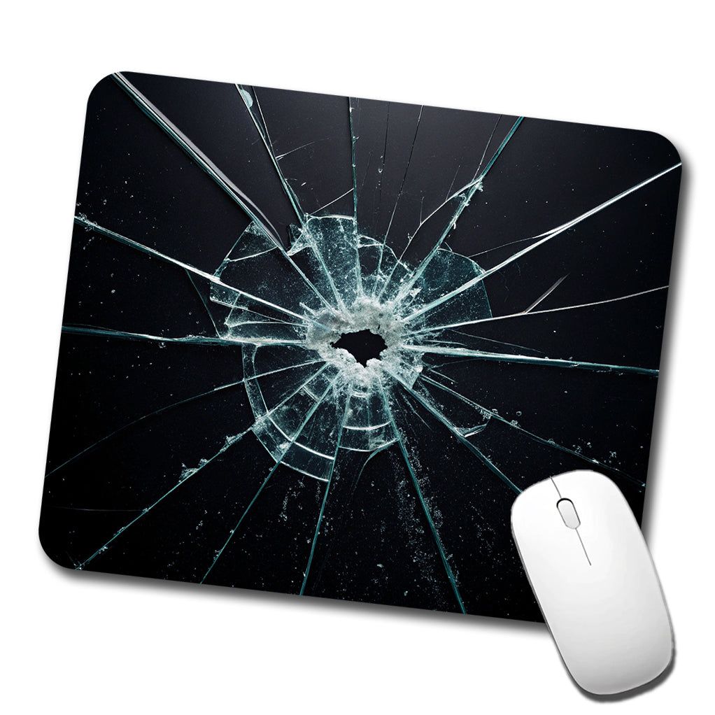Close-Up Of Broken Pane Of Glass Low Profile Mouse Pad Mat