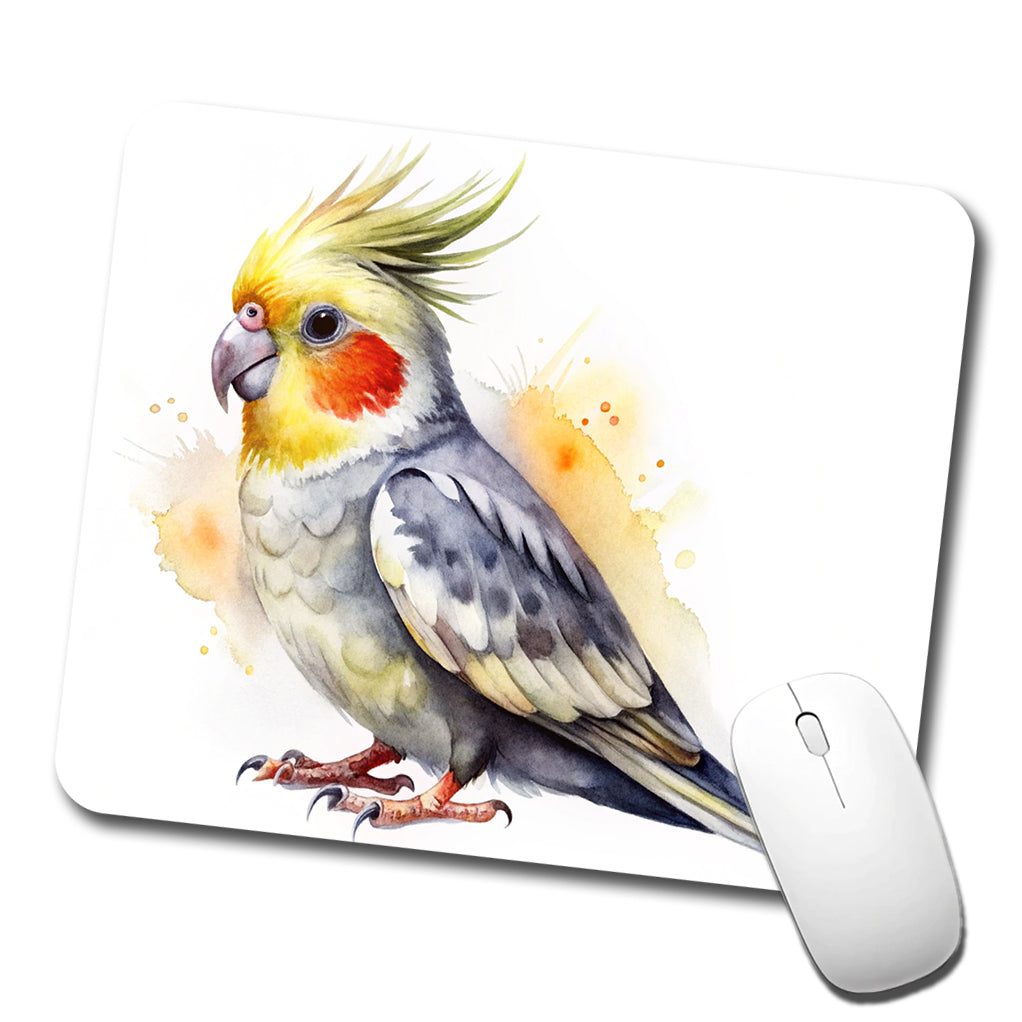 Cockatiel Parrot Bird Watercolor Low Profile Mouse Pad Mat