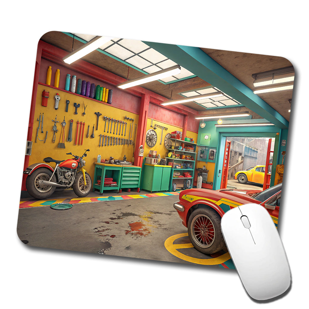 Colorful Mechanic's Garage Low Profile Mouse Pad Mat