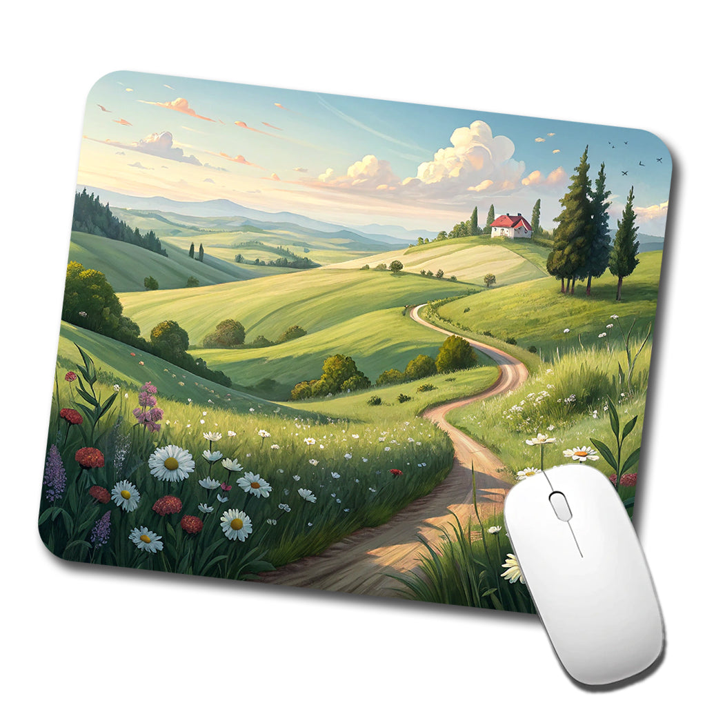 Countryside Pastoral Landscape Low Profile Mouse Pad Mat