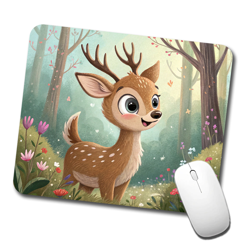 Deer Children's Illustration Style Low Profile Mouse Pad Mat
