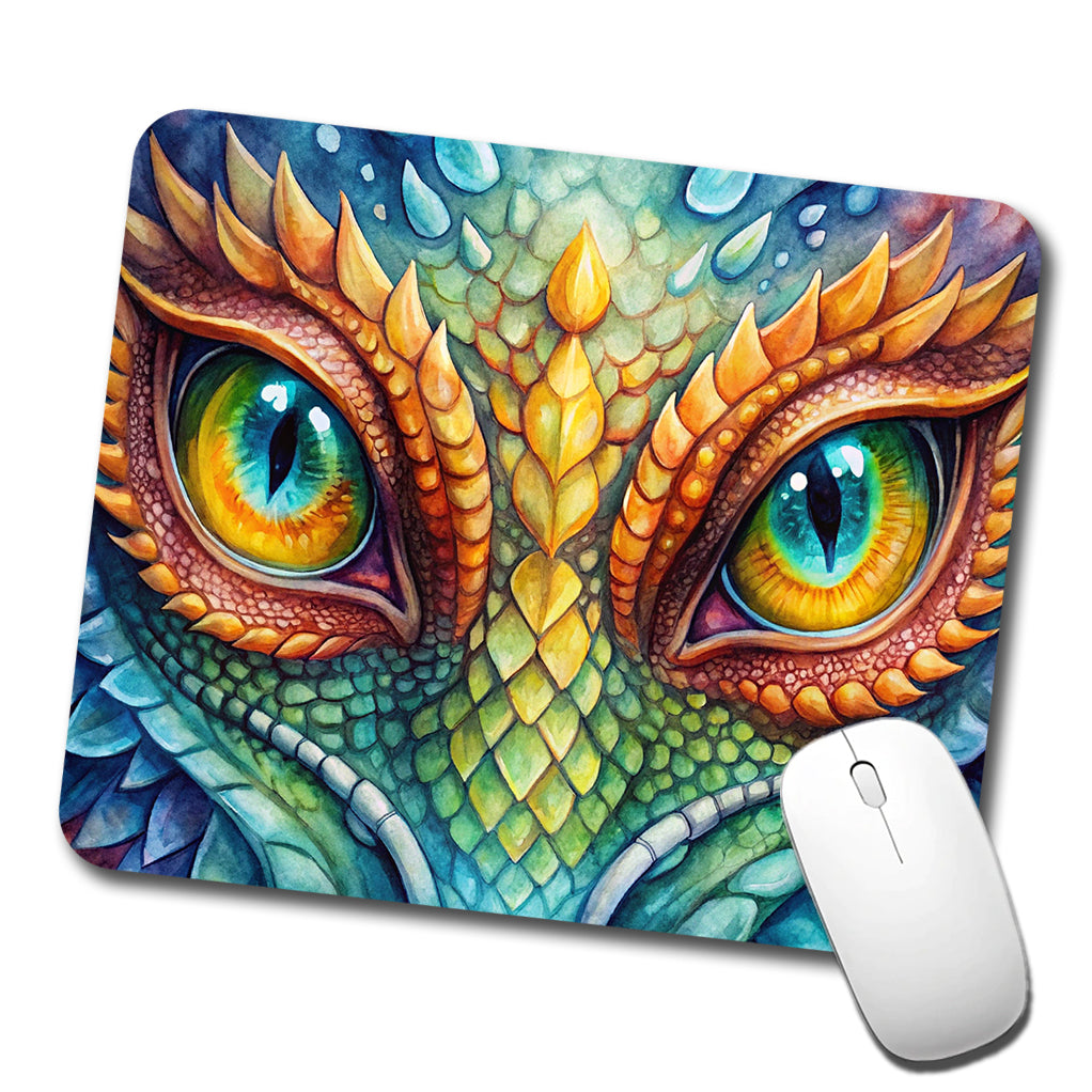 Dragon Eyes Close Up Watercolor Low Profile Mouse Pad Mat