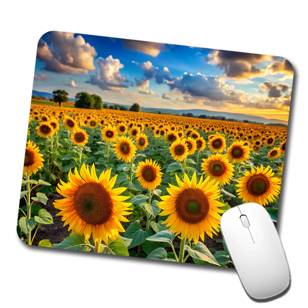 Field Of Sunflowers Low Profile Mouse Pad Mat