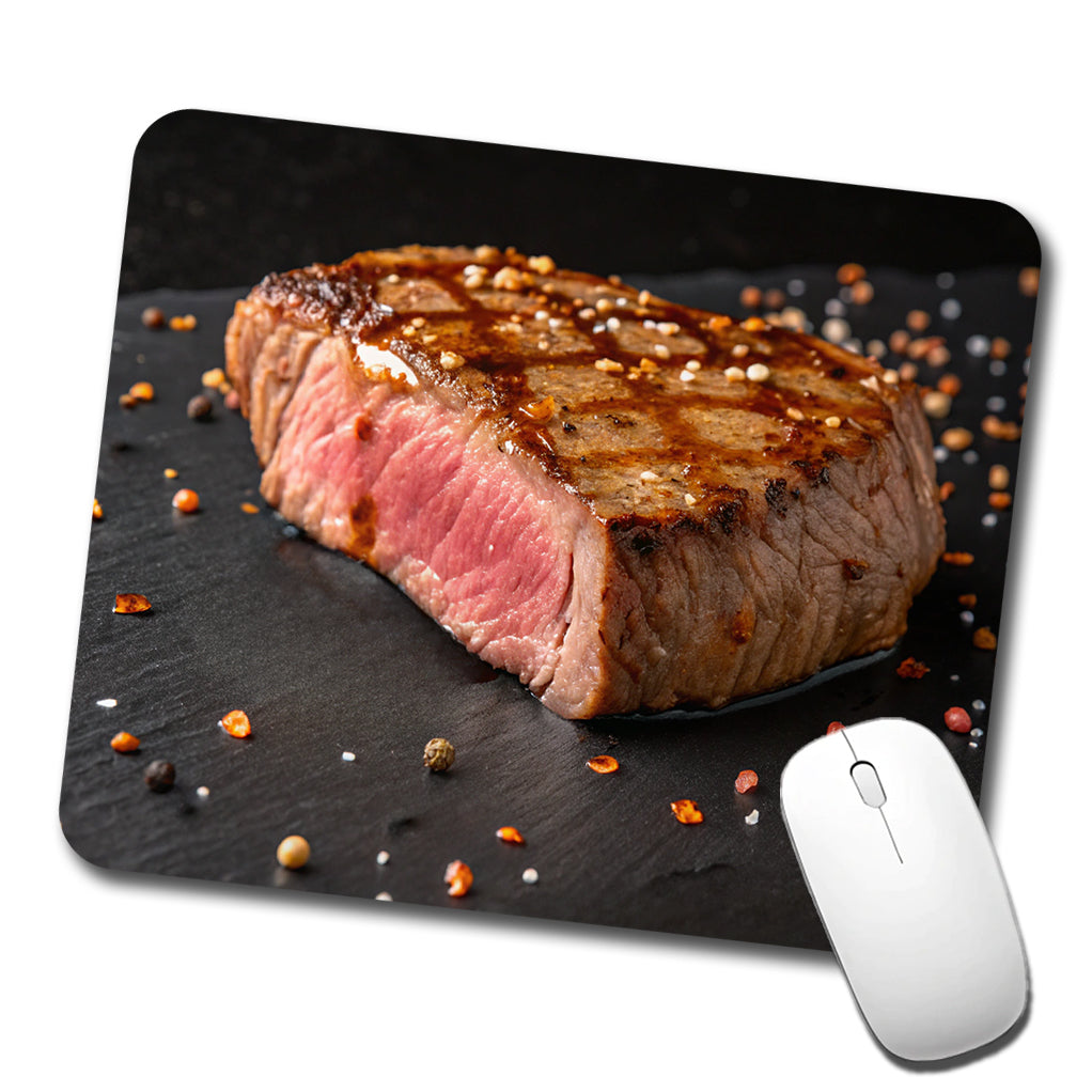Grilled Juicy Steak Filet Low Profile Mouse Pad Mat