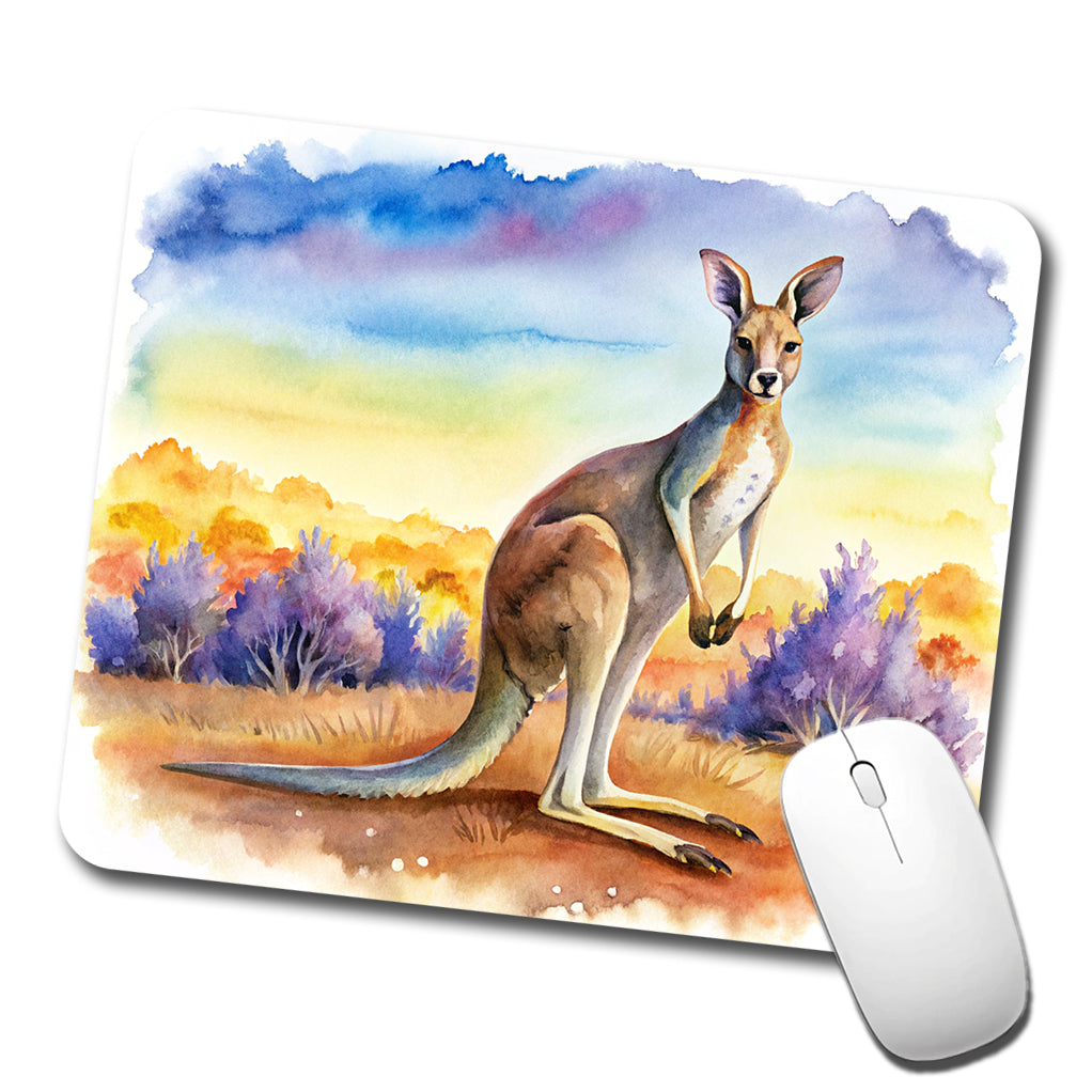 Kangaroo In The Fields Of Australia Watercolor Low Profile Mouse Pad Mat