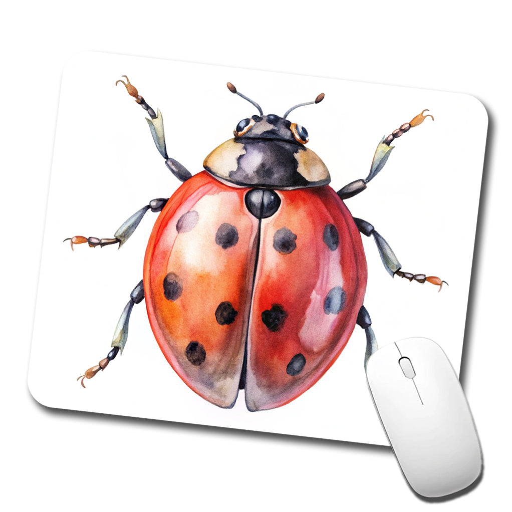Ladybug Watercolor Low Profile Mouse Pad Mat
