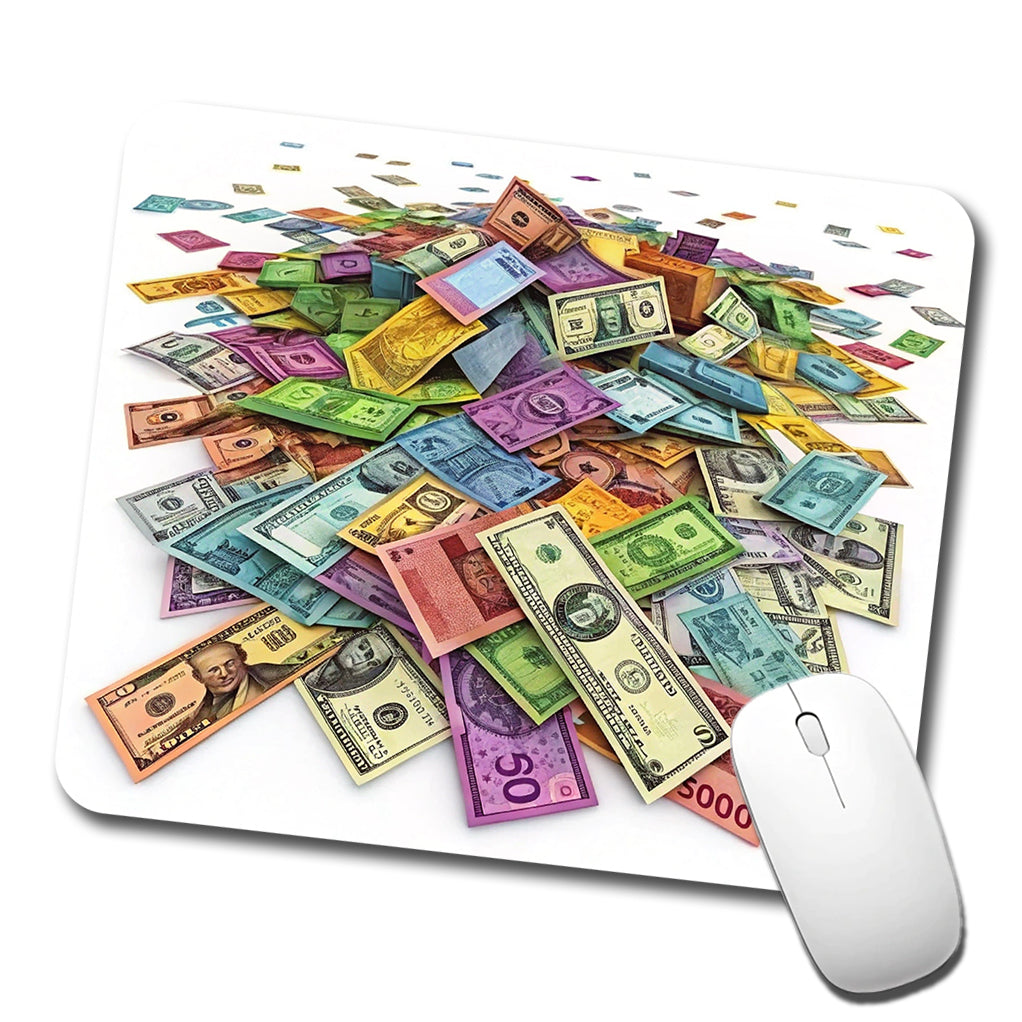 Lots of Colorful Money Monetary Bills Low Profile Mouse Pad Mat