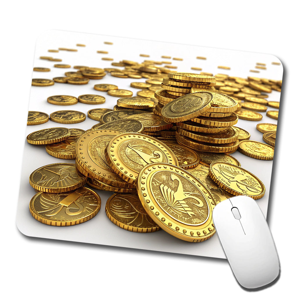 Lots of Gold Coins Low Profile Mouse Pad Mat