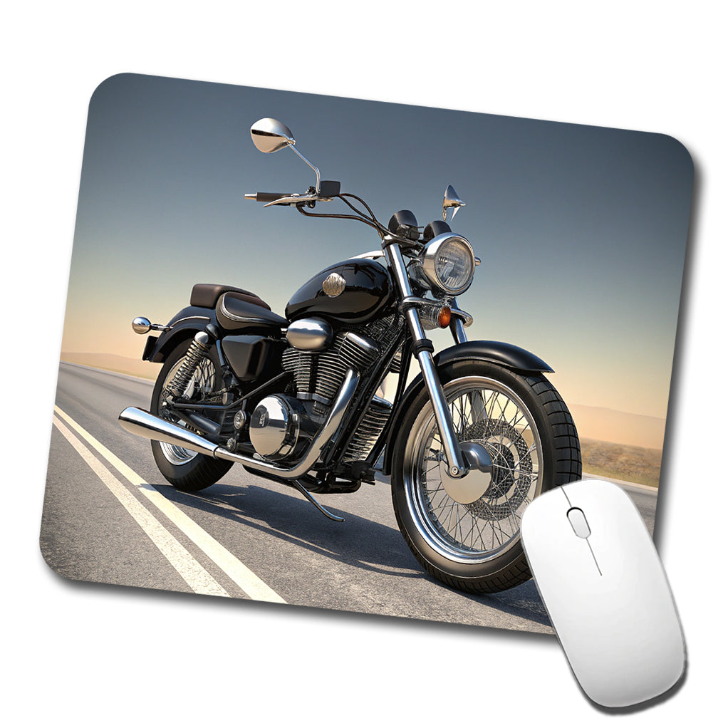Motorcycle on the Road Low Profile Mouse Pad Mat