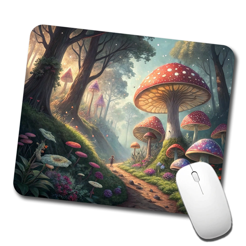 Mushroom Forest Anime Style Fantasy Low Profile Mouse Pad Mat