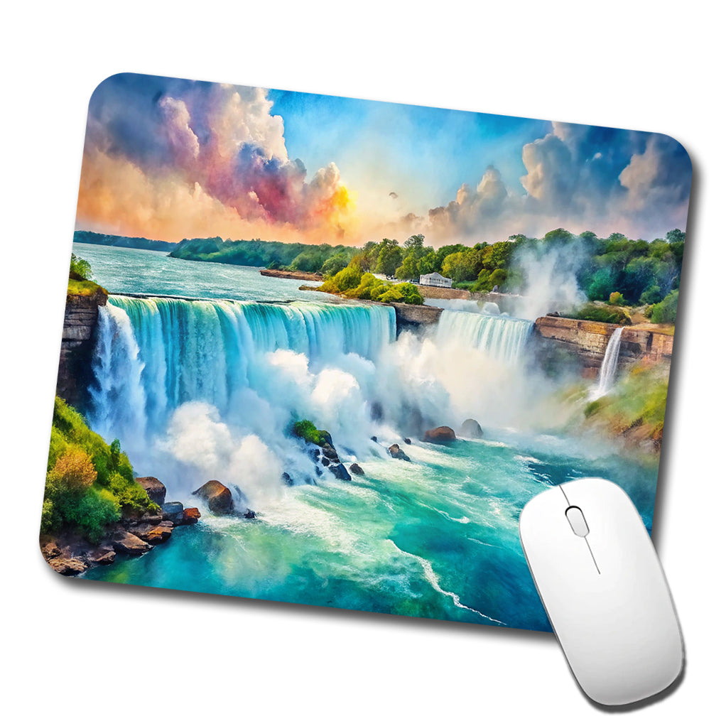 Niagara Falls New York Watercolor Low Profile Mouse Pad Mat