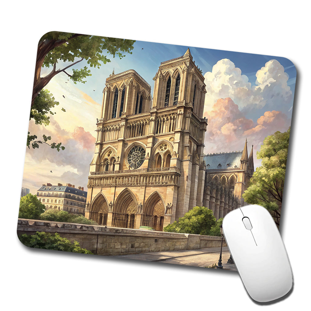 Notre Dame Church Paris France Low Profile Mouse Pad Mat