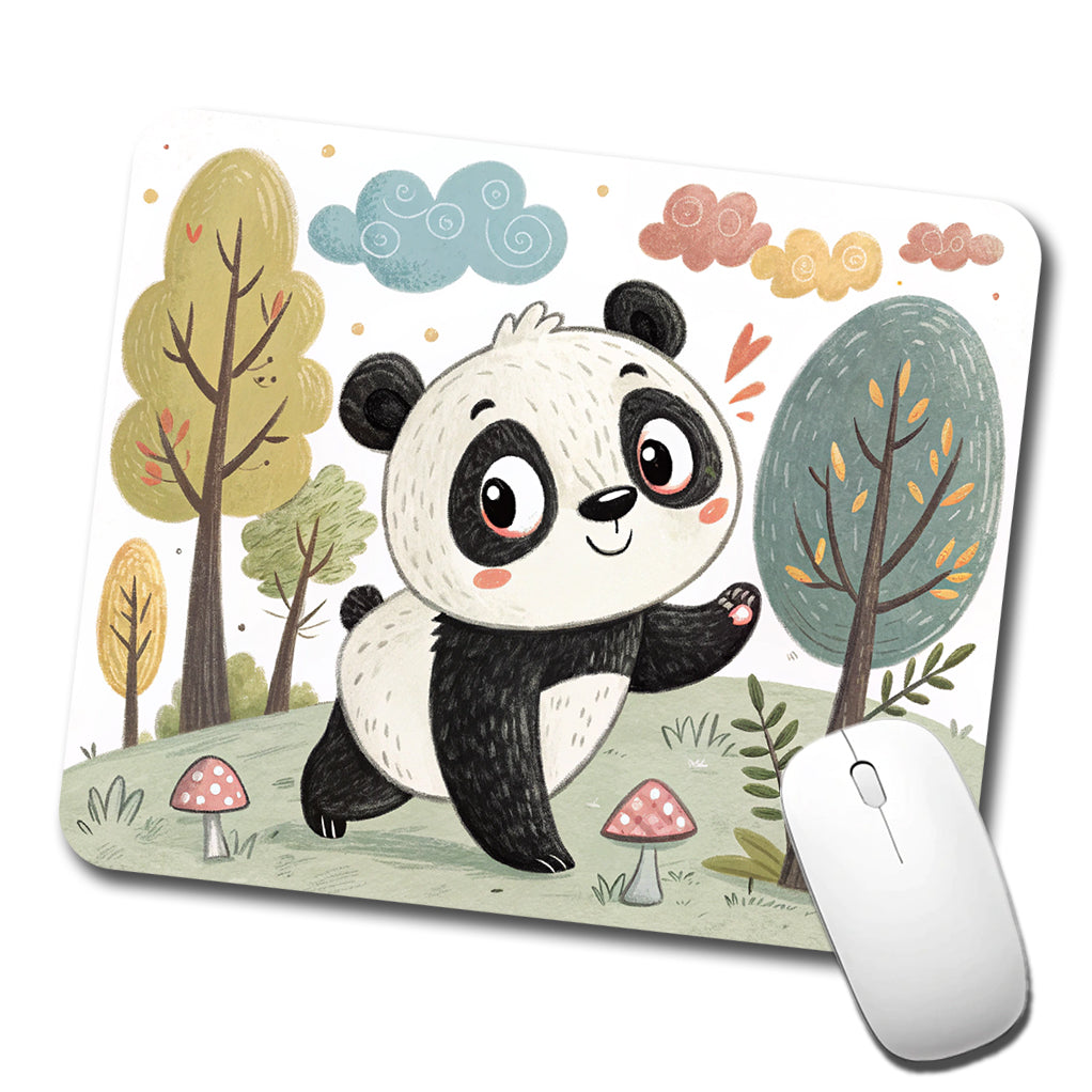 Panda Children's Illustration Style Low Profile Mouse Pad Mat