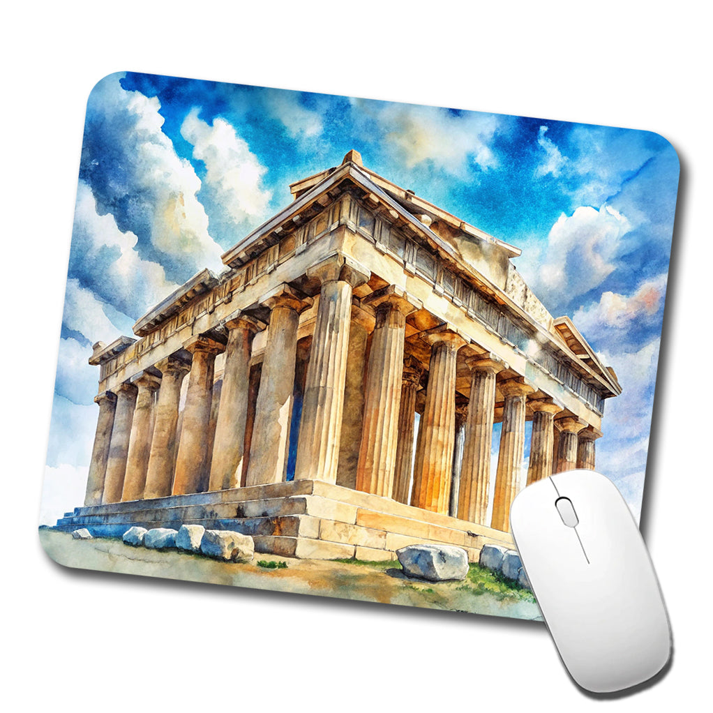 Parthenon Temple Athens Greece Greek Watercolor Low Profile Mouse Pad Mat