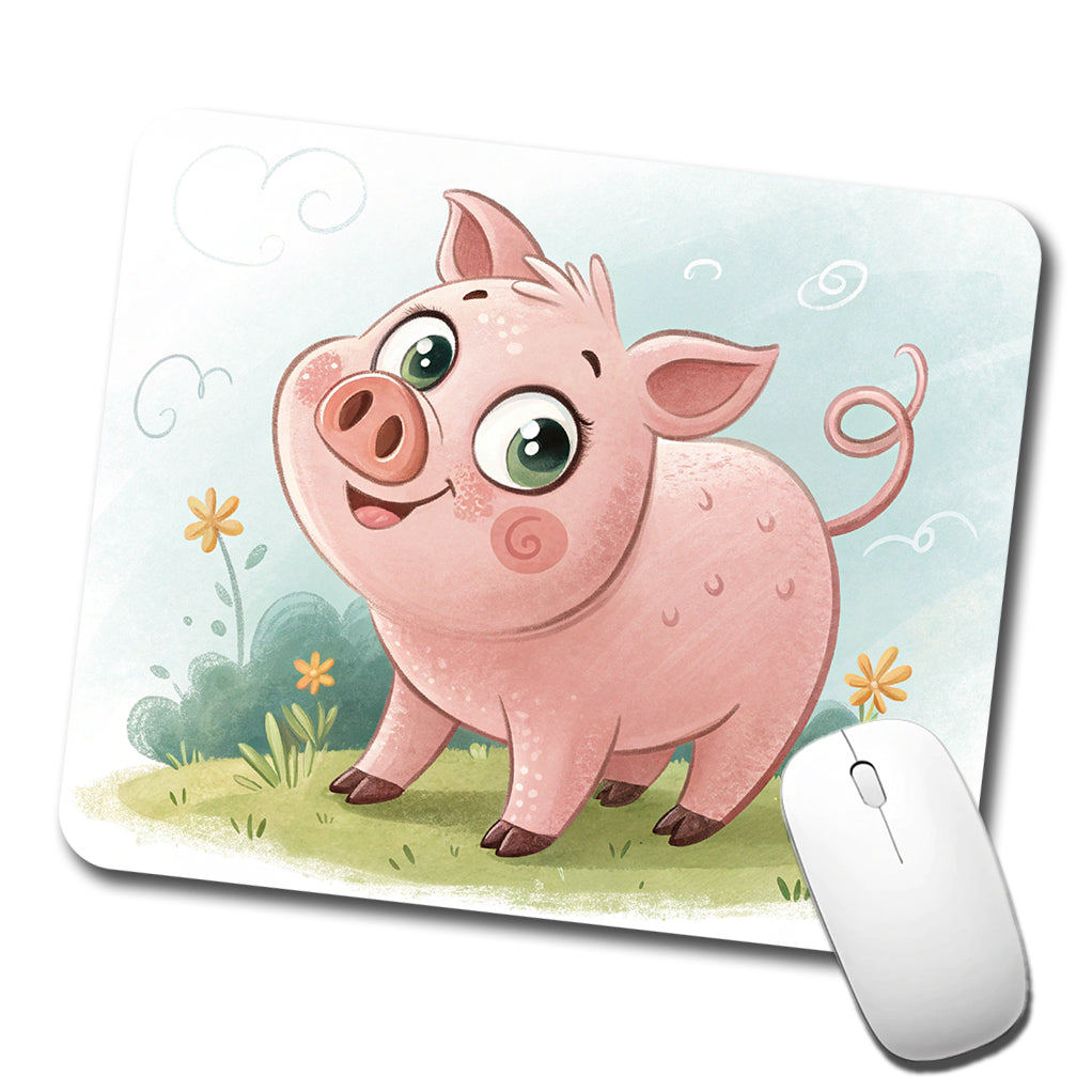 Pig Children's Illustration Style Low Profile Mouse Pad Mat