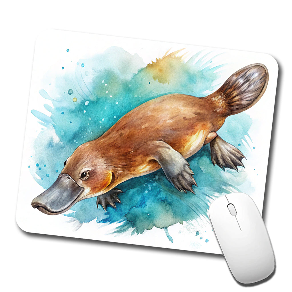 Platypus Swimming Watercolor Low Profile Mouse Pad Mat