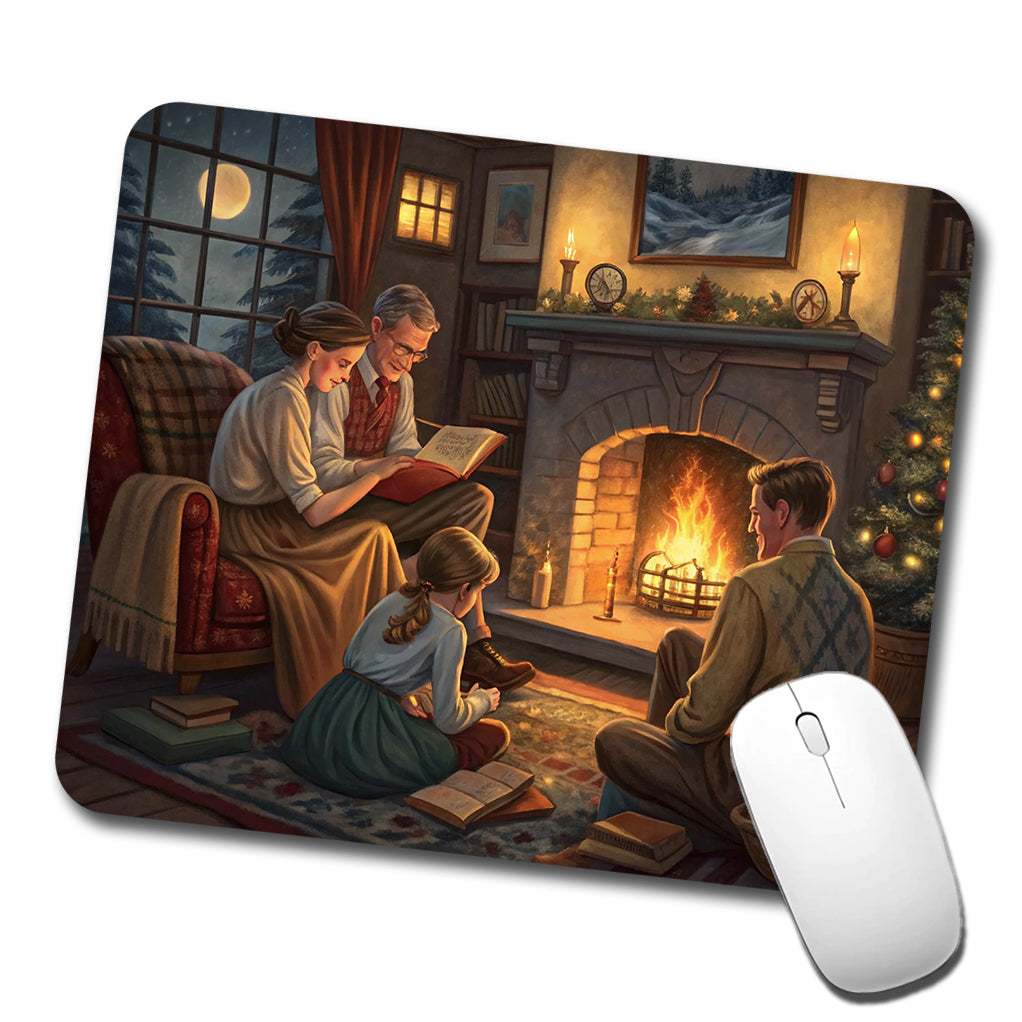 Reading by the Fireplace Americana Low Profile Mouse Pad Mat