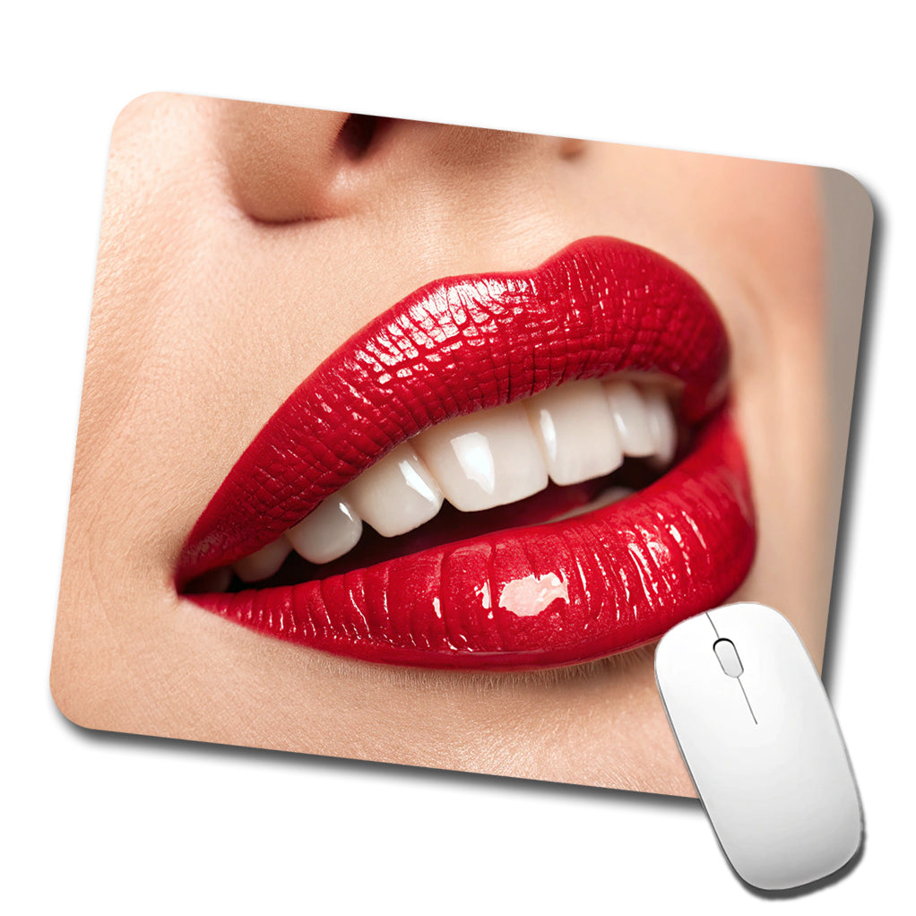 Red Lips Smile Low Profile Mouse Pad Mat