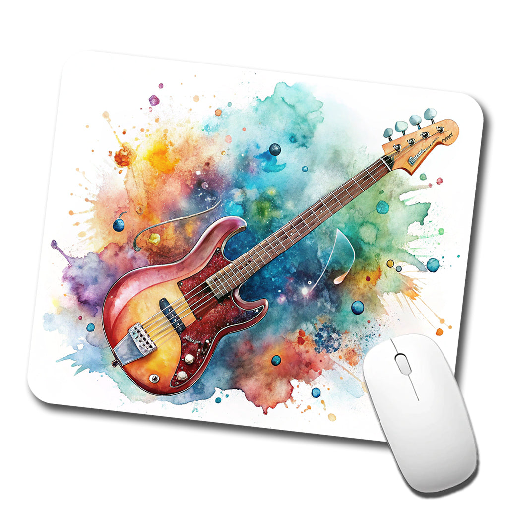 Rock And Roll Guitar Watercolor Low Profile Mouse Pad Mat