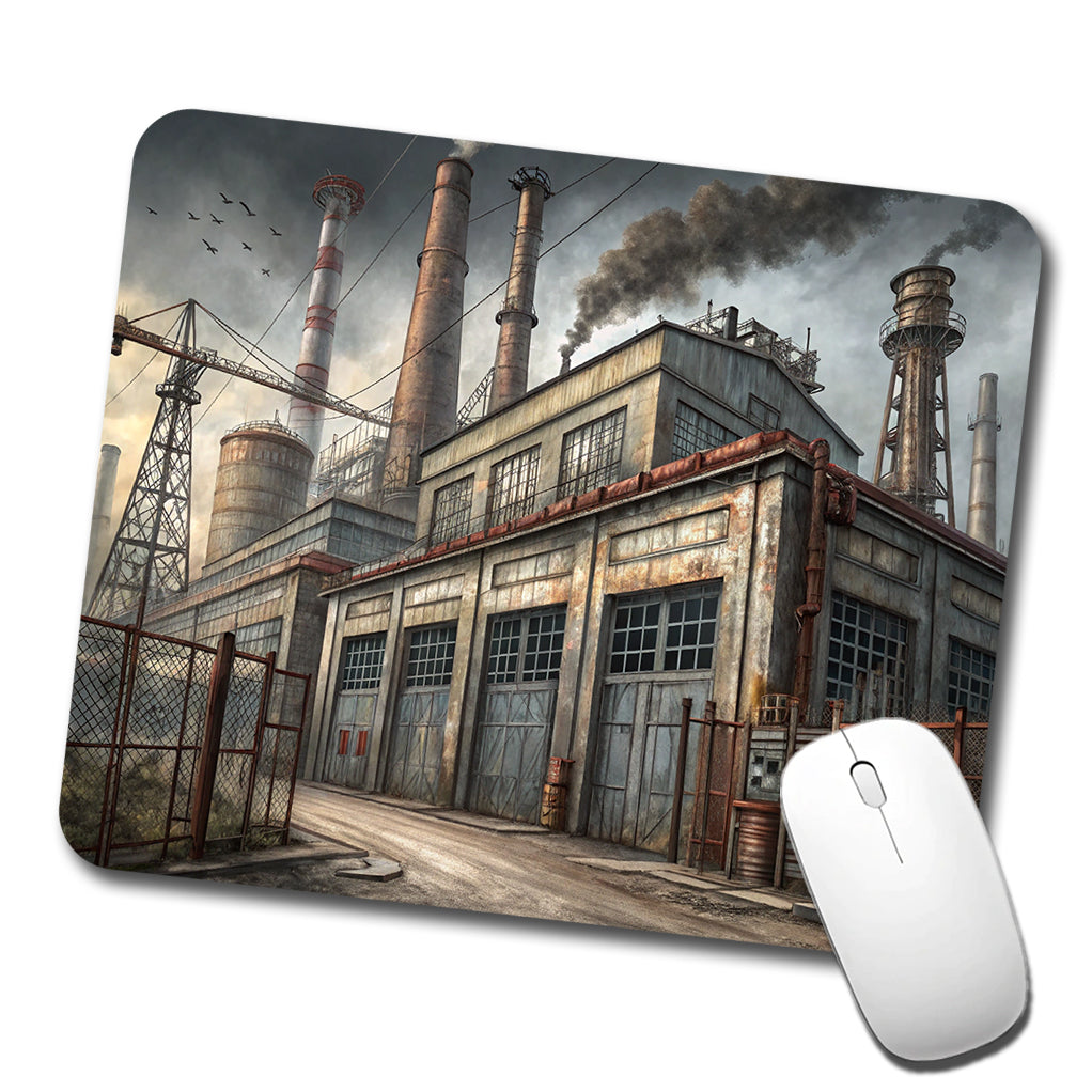 Rundown Old Industrial Factory Low Profile Mouse Pad Mat