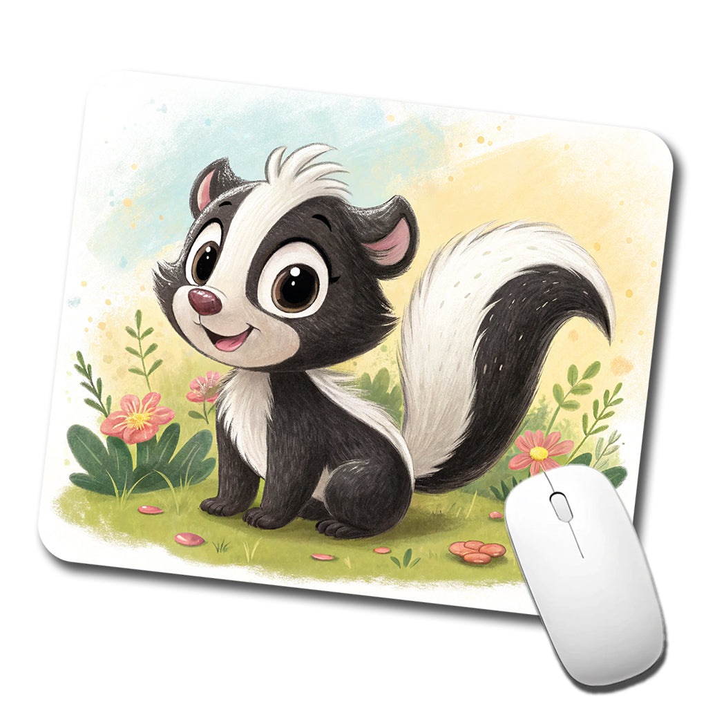 Skunk Children's Illustration Style Low Profile Mouse Pad Mat