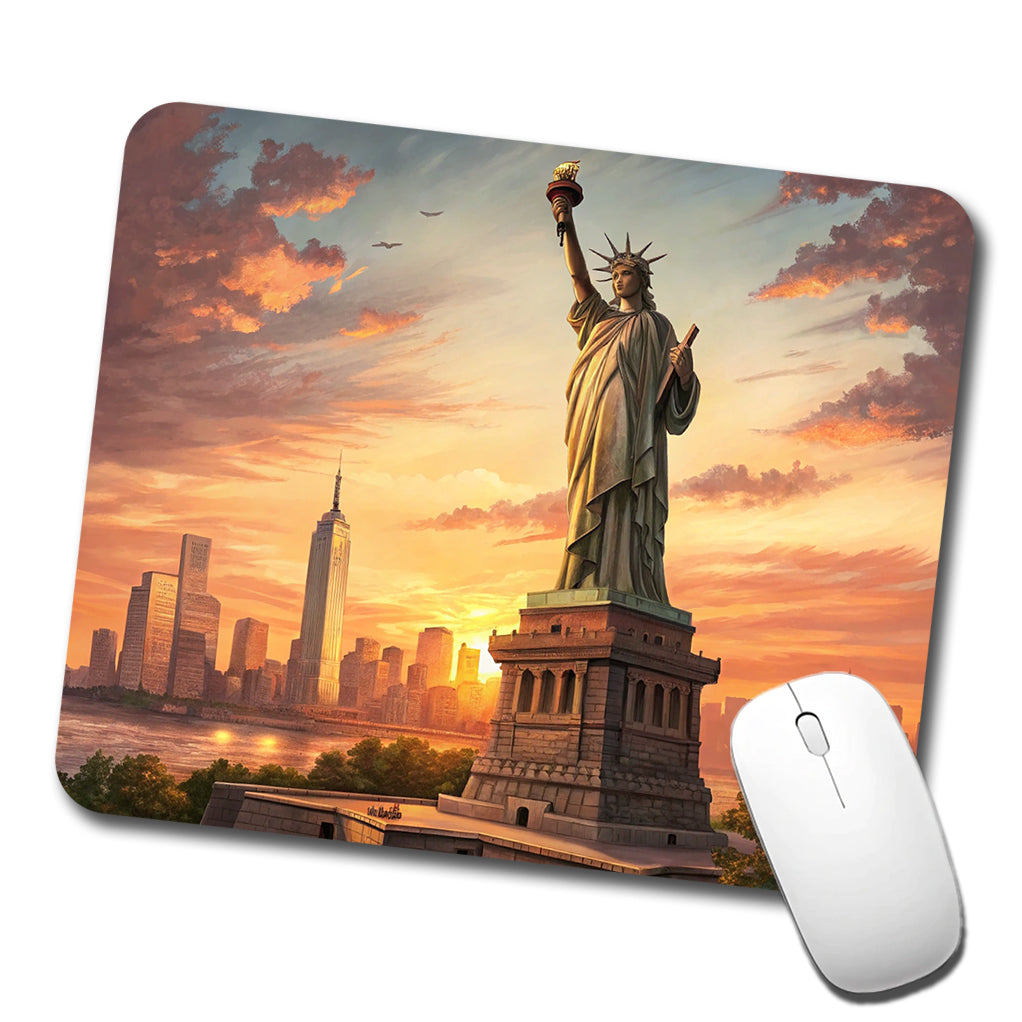Statue Of Liberty During Sunset New York City Low Profile Mouse Pad Mat