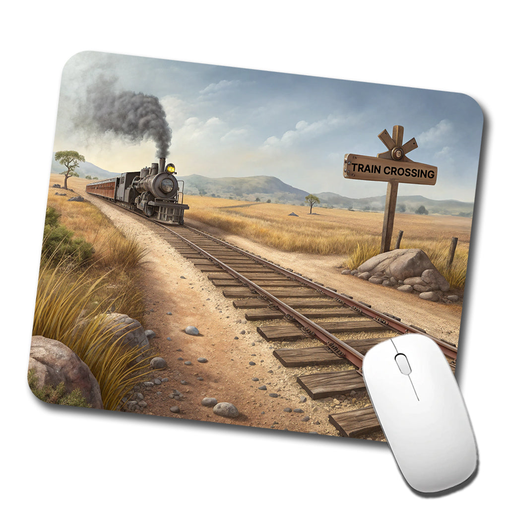 Steam Locomotive Train Crossing Old West Western Low Profile Mouse Pad Mat