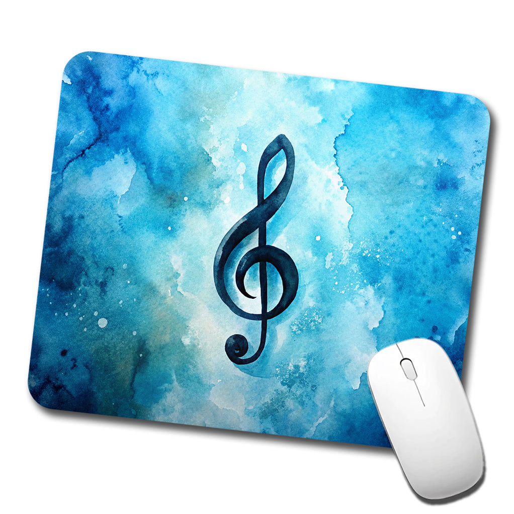 Treble Clef Music Musical Note Blue Watercolor Low Profile Mouse Pad Mat