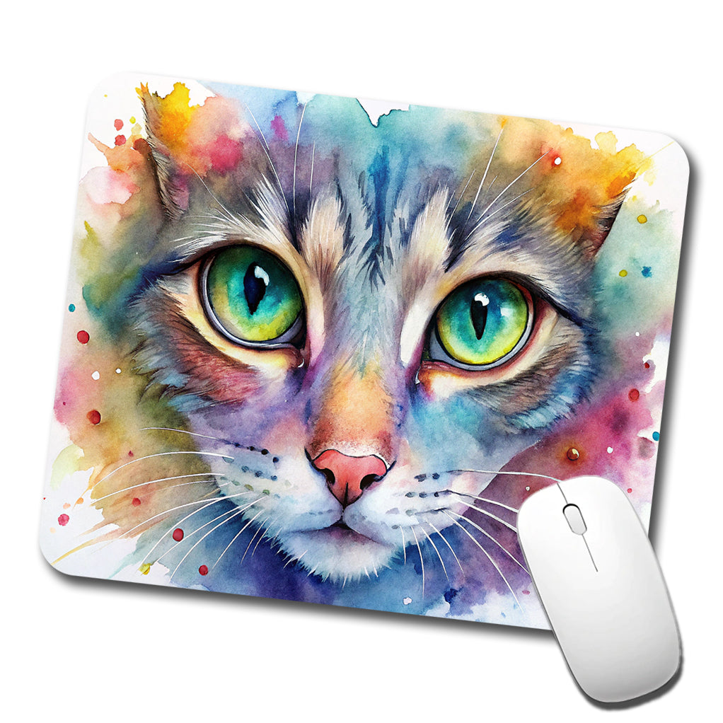 Watercolor Tabby Cat Low Profile Mouse Pad Mat