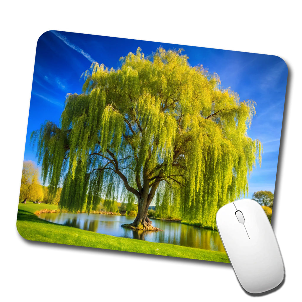 Weeping Willow Tree in Pond Low Profile Mouse Pad Mat