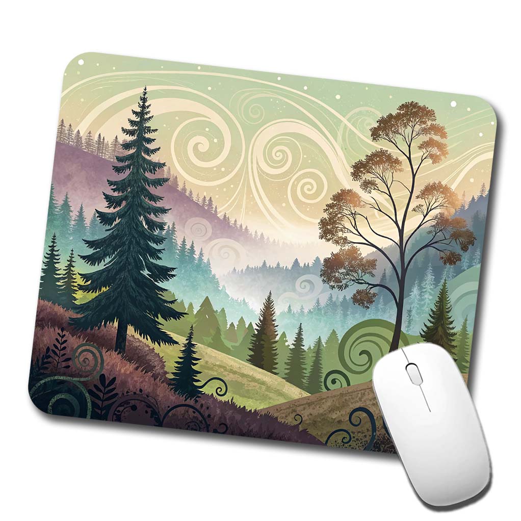 Abstract Pastel Forest Landscape Low Profile Mouse Pad Mat