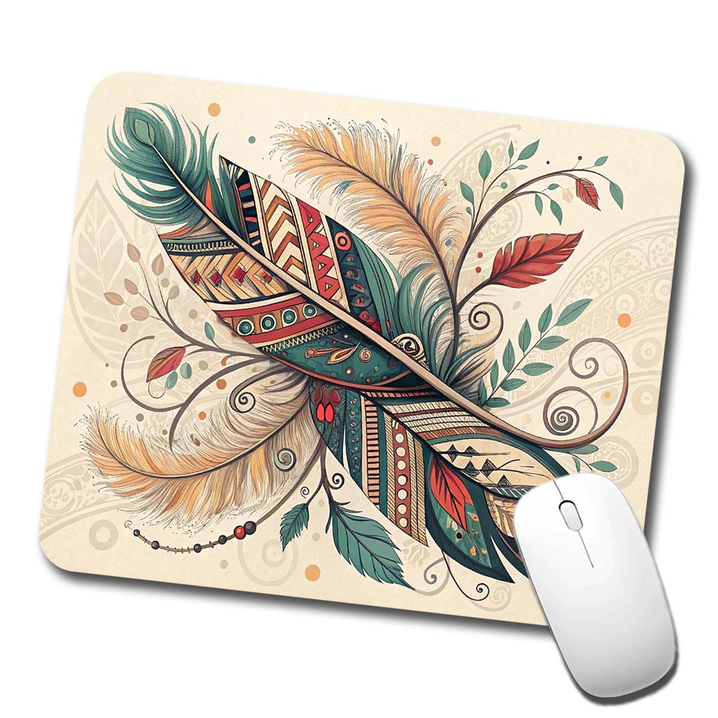 Abstract Southwestern Feather Leaf Design Low Profile Mouse Pad Mat
