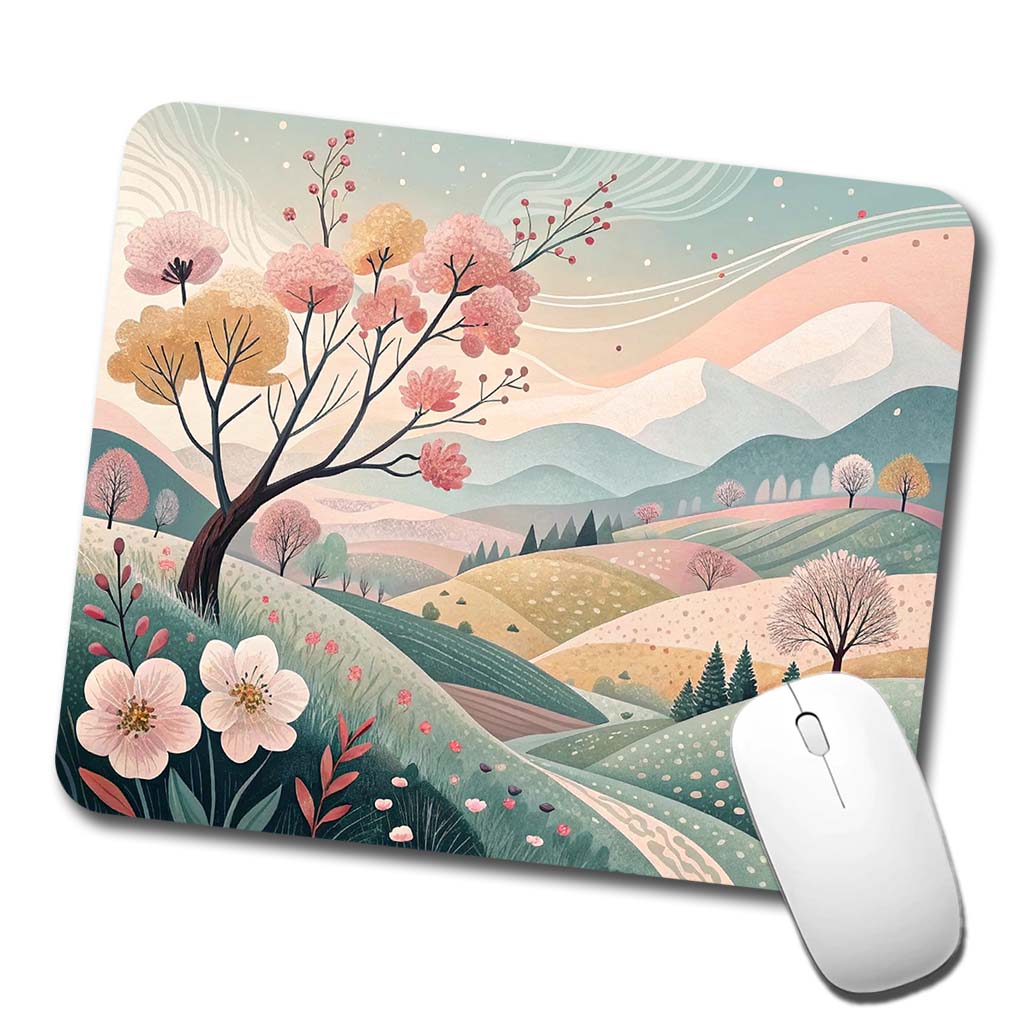 Abstract Spring Landscape Low Profile Mouse Pad Mat