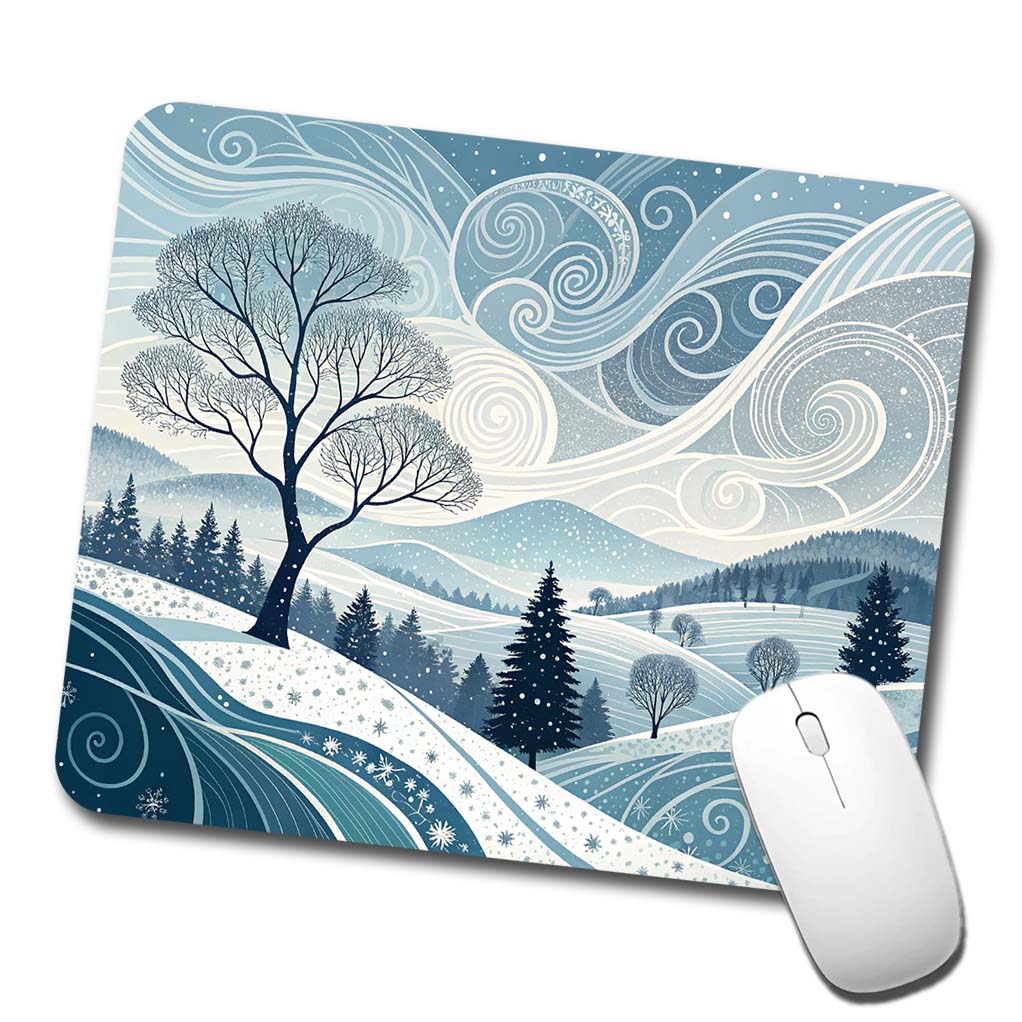 Abstract Winter Landscape Low Profile Mouse Pad Mat