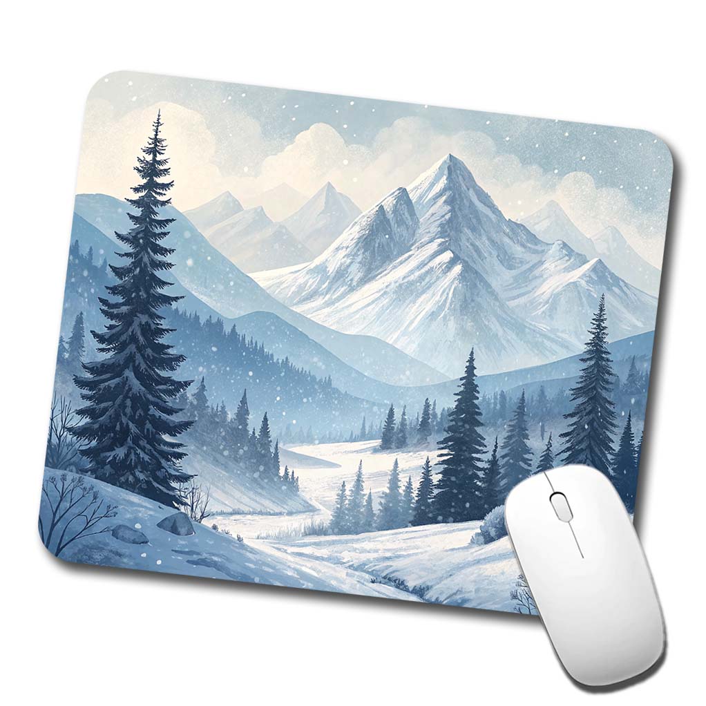 Abstract Winter Mountains Landscape Low Profile Mouse Pad Mat