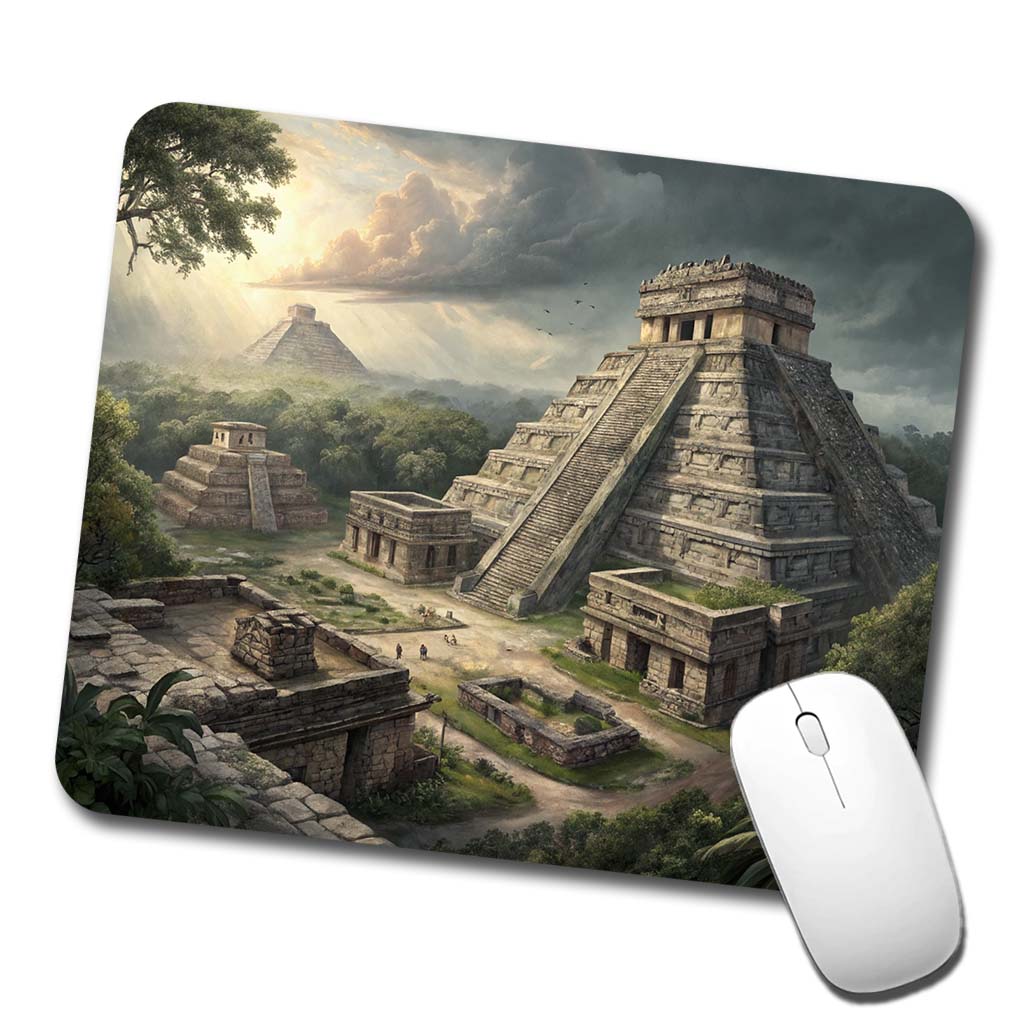 Ancient Maya Temples Step Pyramids Low Profile Mouse Pad Mat