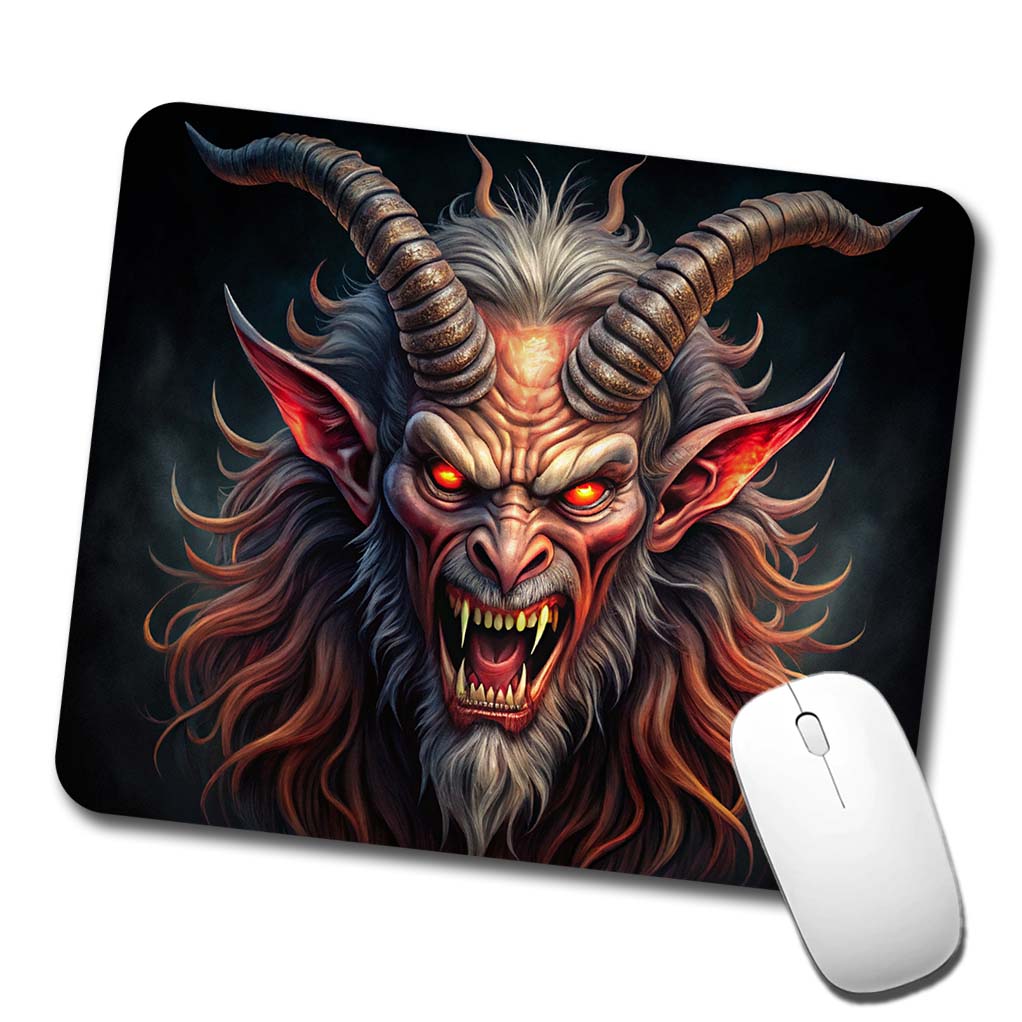 Angry Krampus Christmas Watercolor Low Profile Mouse Pad Mat