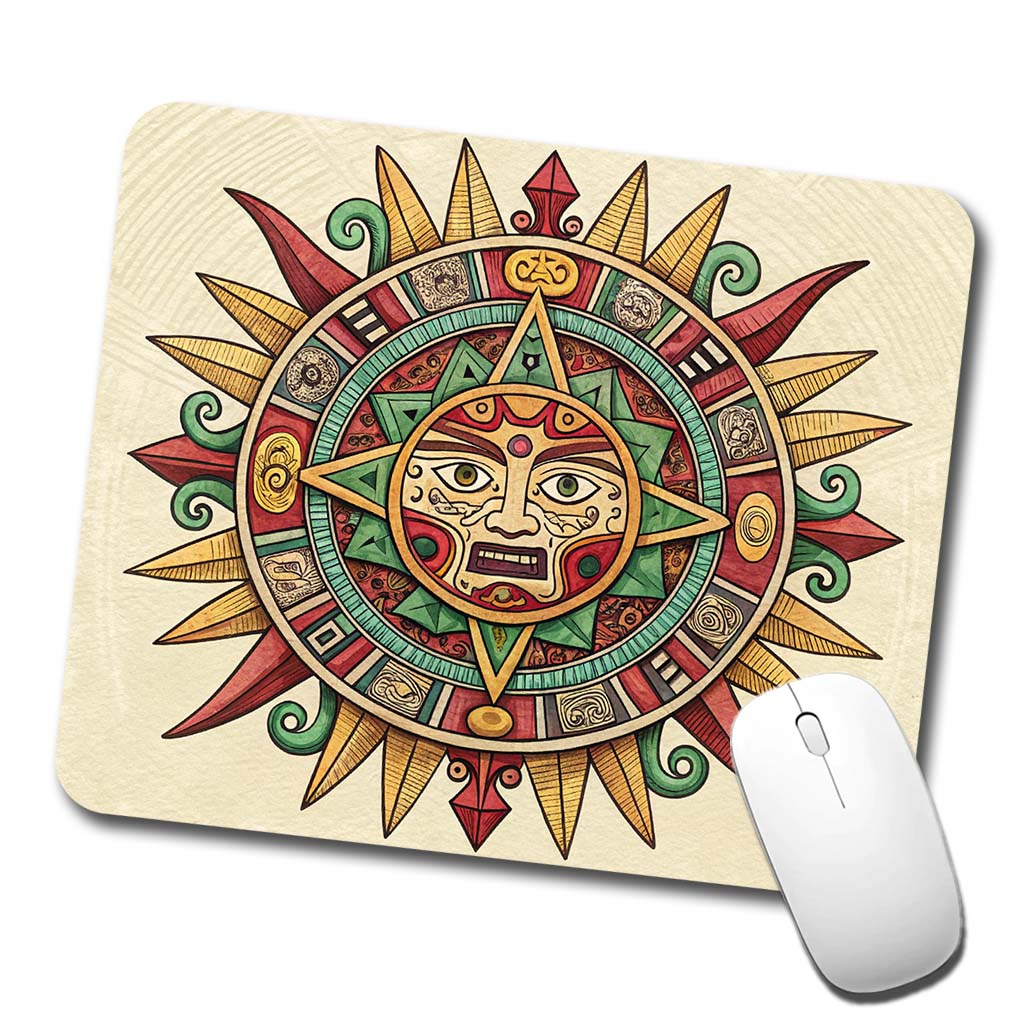 Aztec Sun God Symbol Low Profile Mouse Pad Mat