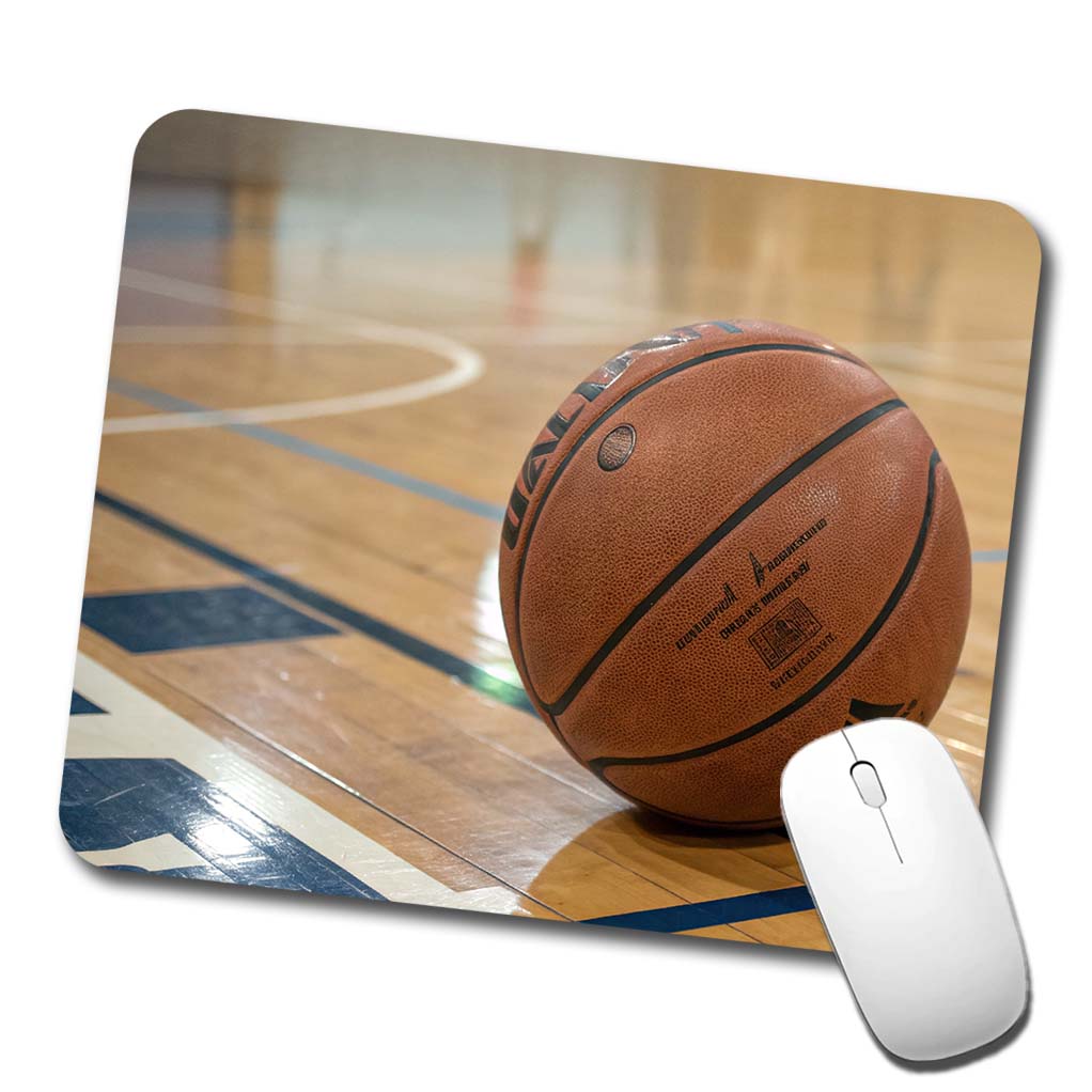 Basketball on Court Low Profile Mouse Pad Mat