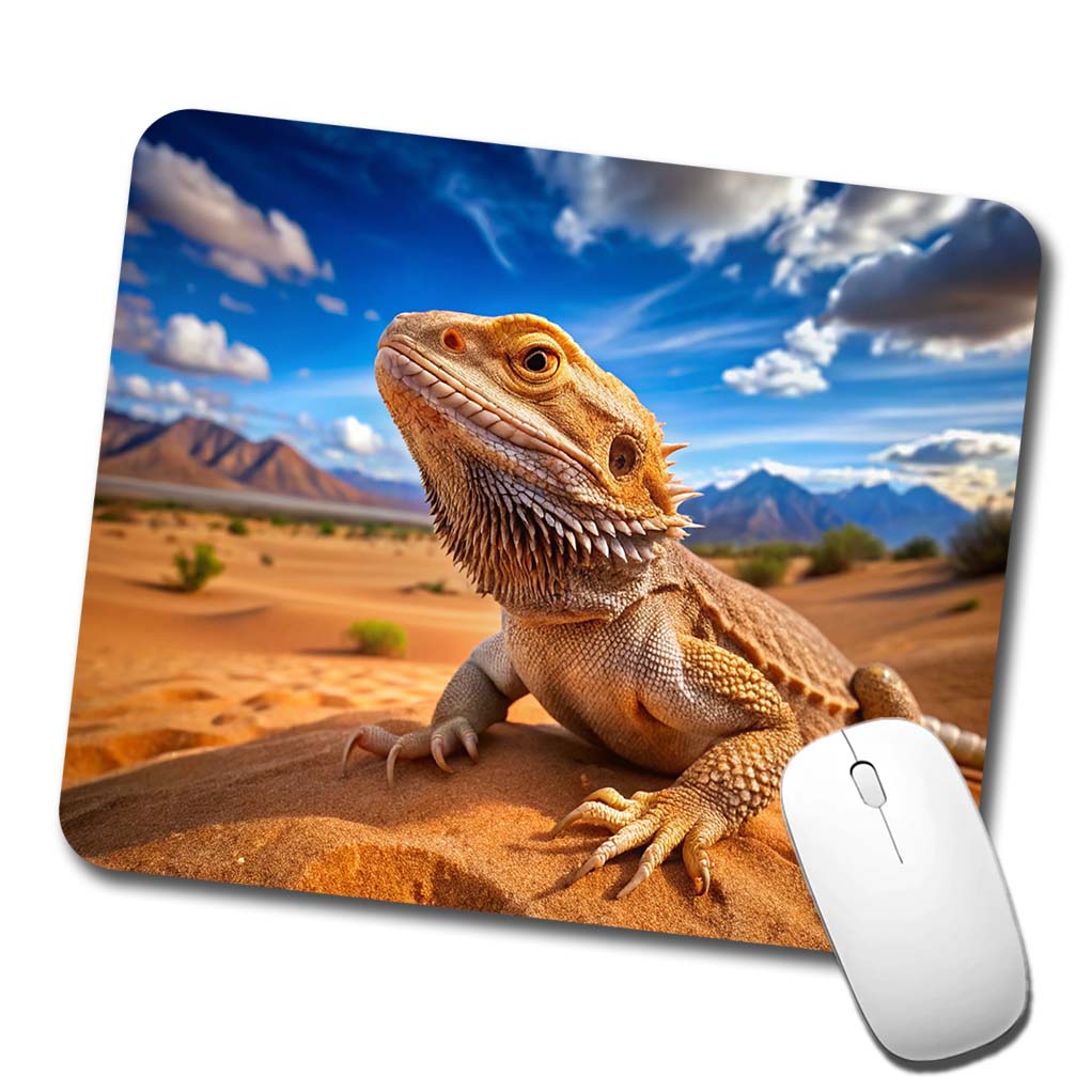 Bearded Dragon Lizard Reptile in the Desert Low Profile Mouse Pad Mat