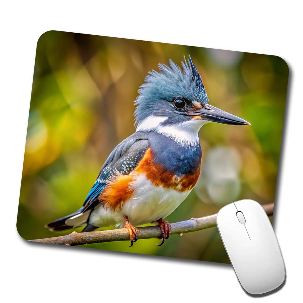 Belted Kingfisher Backyard Bird Low Profile Mouse Pad Mat