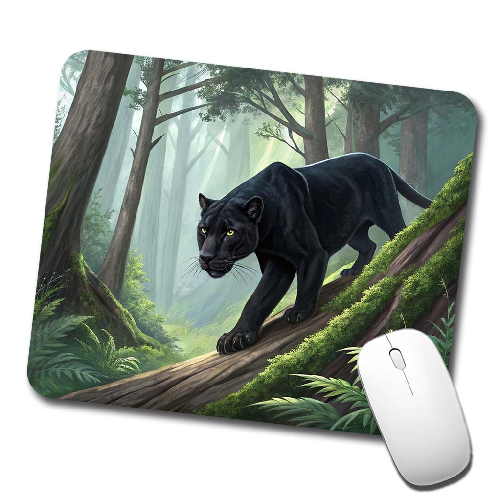 Black Panther Stalking Prey Low Profile Mouse Pad Mat