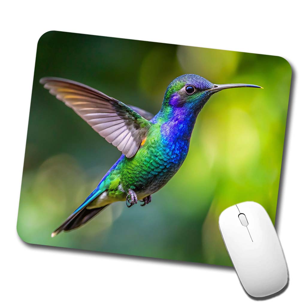 Blue Chinned Sapphire Hummingbird Backyard Bird Low Profile Mouse Pad Mat