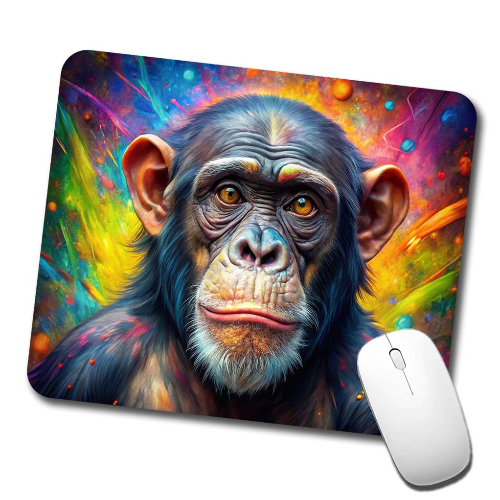 Chimpanzee Monkey Colorful Abstract Art Low Profile Mouse Pad Mat