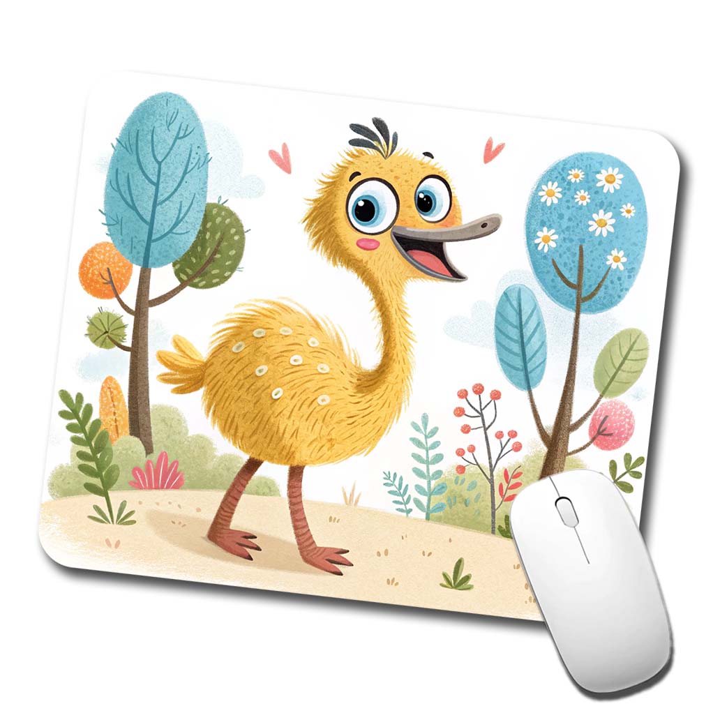 Emu Children's Illustration Style Low Profile Mouse Pad Mat