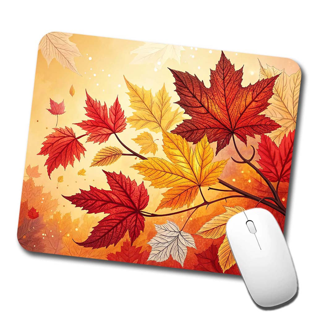 Fall Autumn Leaves Design Low Profile Mouse Pad Mat